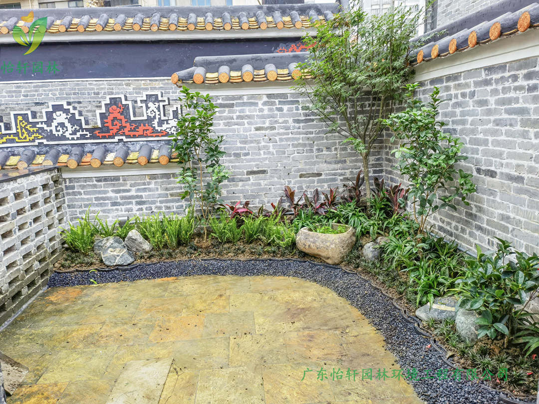 嶺南盛世茶舍部分區域園林綠化工程完工效果展示